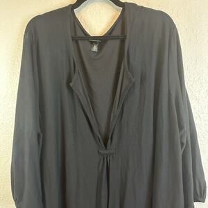 Eileen fisher black tunic dress‎ size 3x Classic Deep V Casual LBD Stretch